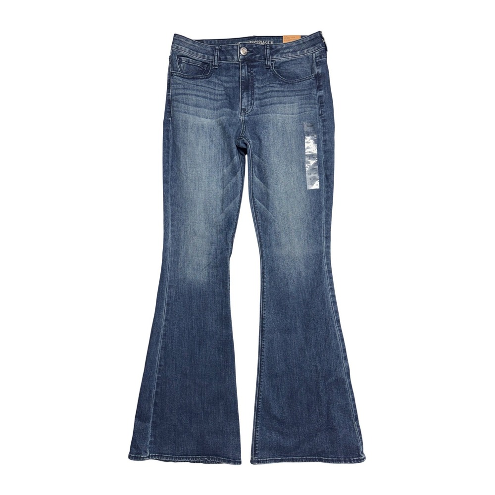 American Eagle Hi-Rise Artist Super Stretch Flare Jeans Blue 12 Long 8492-738